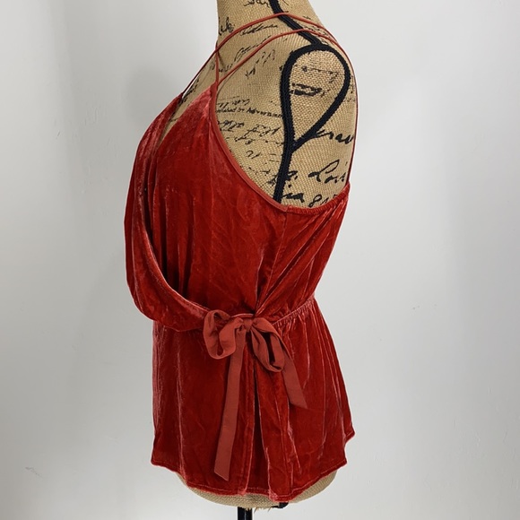 Express Red-Orange Velvet Strappy Wrap Camisole - Picture 9 of 14